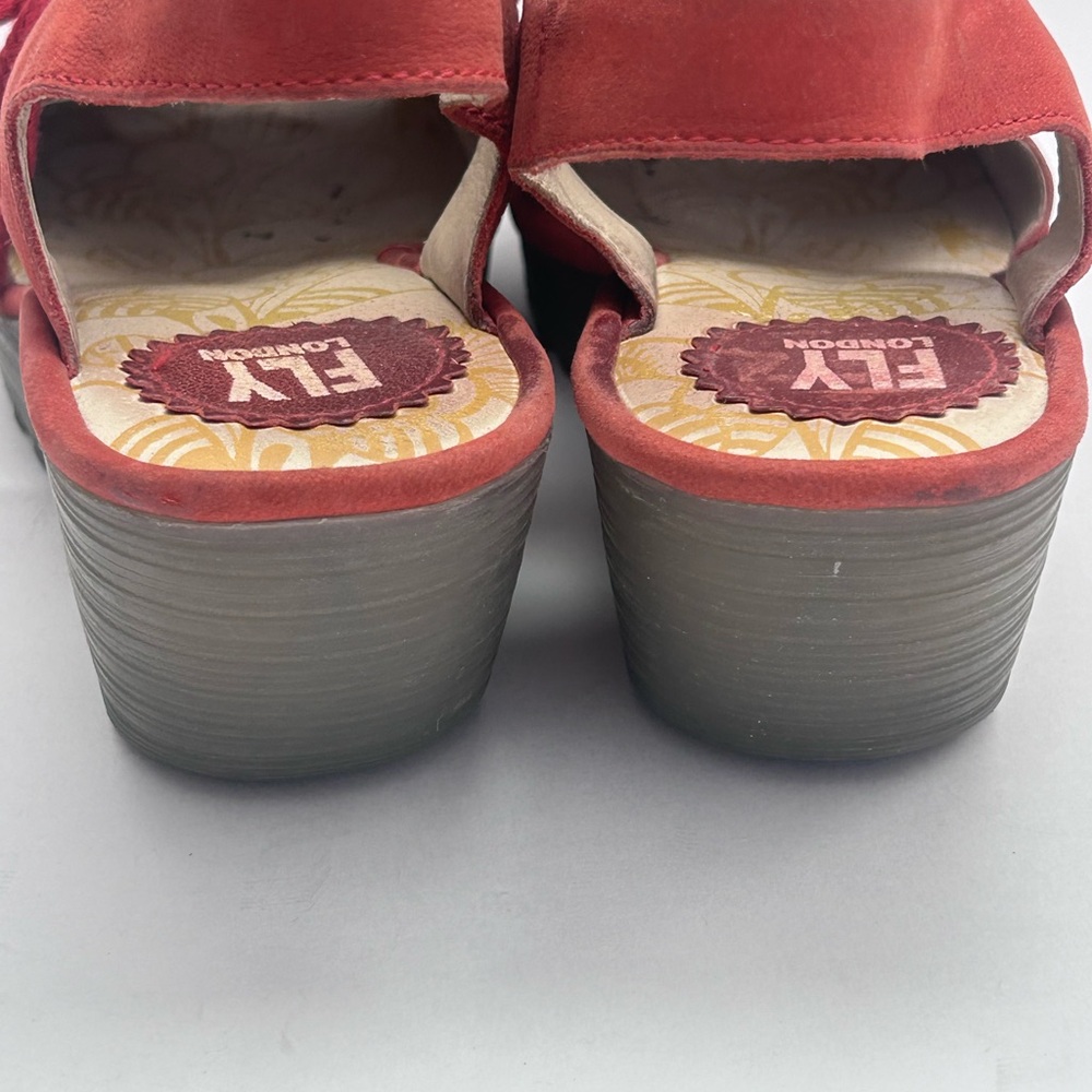 FLY LONDON Red leather wedge sandals Size 40 - Picture 6 of 16